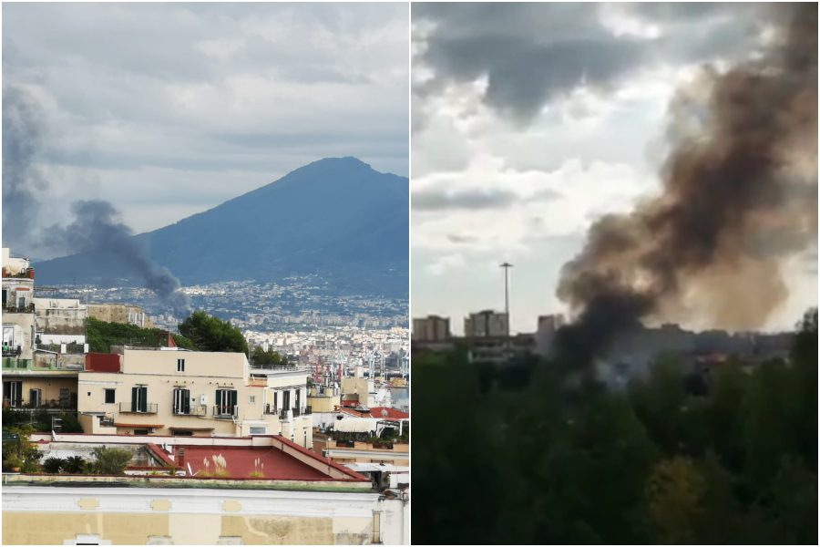 Grosso Incendio A Napoli Fiamme Al Campo Rom Di Barra Nube Di Fumo