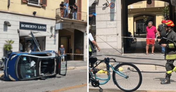 Milano Ancora Un Incidente Stradale Auto Si Ribalta E Abbatte Palo