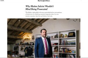 Il New York Times intervista Salvini e lo definisce “esperto di vittimismo politico”