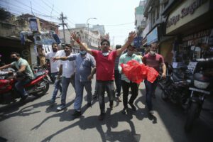Indians shout slogans against the Chinese government in Jammu, India, Wednesday, June 17, 2020. As some commentators clamored for revenge, India’s government was silent Wednesday on the fallout from clashes with China’s army in a disputed border area in the high Himalayas that the Indian army said claimed 20 soldiers’ lives. An official Communist Party newspaper said the clash occurred because India misjudged the Chinese army’s strength and willingness to respond. (AP Photo/Channi Anand)