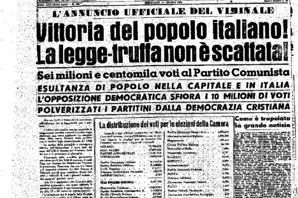 Storia della legge truffa del 1953 e delle battaglie per affermare il sistema parlamentare