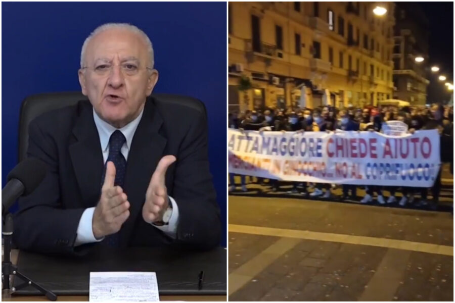 Rivolte contro il Lockdown in Campania, De Luca annuncia: “Piano di aiuti su tasse, affitti e utenze”