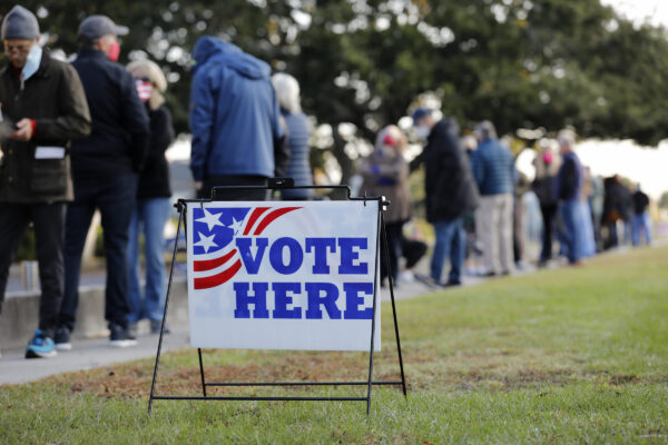 Voters wait for the polls to open on Election Day, at Sunrise Presbyterian Church Tuesday, Nov. 3, 2020, in Sullivan’s Island, S.C. (AP Photo/Mic Smith)