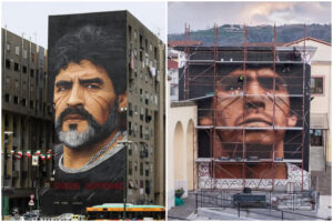 Maradona, il nuovo murales di Jorit Agoch: “Solo qui ha senso”