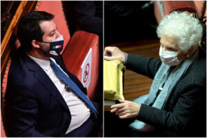 “Senatori a vita non muoiono mai”, Salvini cita Grillo e scatena la bagarre in Aula
