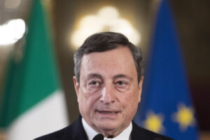 Former European Central Bank president Mario Draghi speaks to the media after accepting a mandate to form Italy’s new government from Italian President Sergio Mattarella at the Rome’s Quirinale Presidential Palace, Wednesday Feb. 3, 2021. (AP Photo/Alessandra Tarantino, Pool)