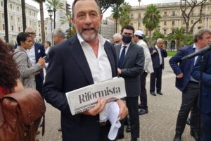 Gian Domenico Caiazza, Presidente Ucpi alla manifestazione per separazione delle carriere nella magistratura in Piazza Cavour., Roma.