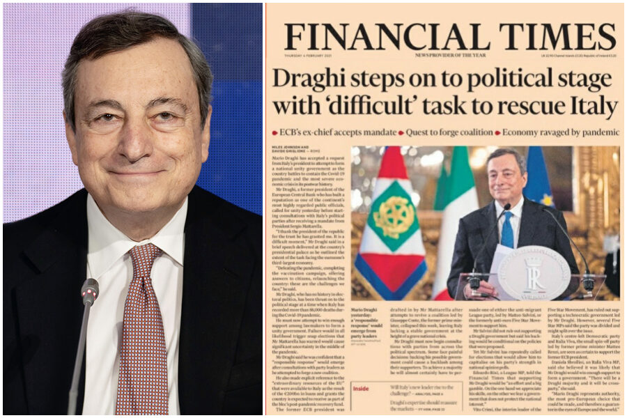 “Grazie a Draghi l’Italia avrà un ruolo chiave nella riprese”, plauso del Financial Times al premier