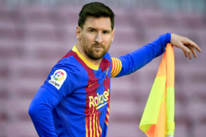 Lionel Messi of FC Barcelona  during the La Liga match between FC Barcelona and Atletico de Madrid played at Camp Nou Stadium on May 8, 2021 in Barcelona, Spain. (Photo by Sergio Ruiz / PRESSINPHOTO)