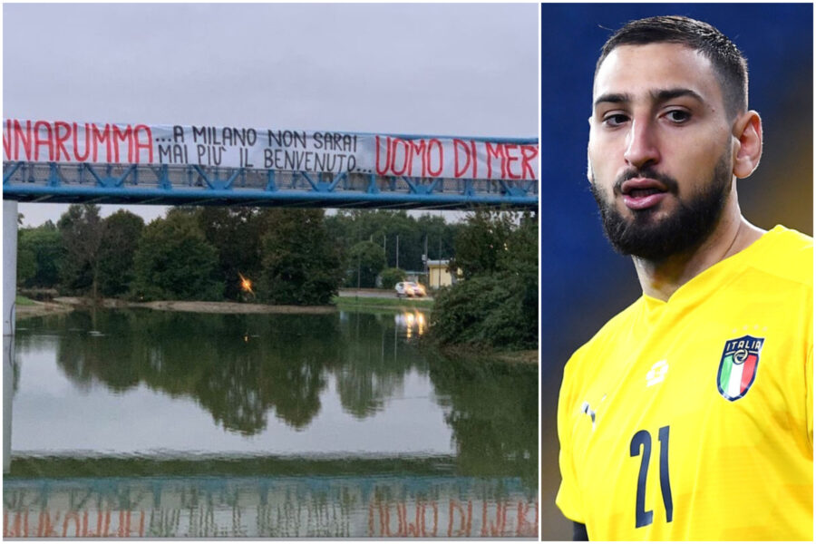 Donnarumma e lo striscione dei tifosi del Milan: “Qui mai più il benvenuto”