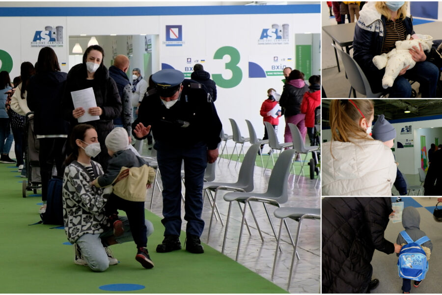 Ucraina, l’accoglienza di mamme e bimbi alla Mostra d’Oltremare: “A casa cadono le bombe, qui siamo salvi”