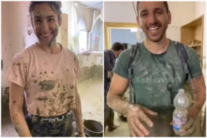 Marta e Matias, dalla vacanza a Ischia alla solidarietà: “C’è bisogno di aiuto e spaliamo fango”