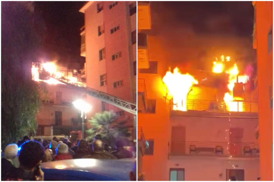 Incendio a Portici, persone in fuga dalle case: “Noi intrappolati salvati dai vigili del fuoco”