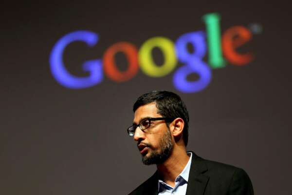 Vice President Google and executive responsible for Android, Indian Sundar Pichai, speaks during a conference at the GSM Mobile World Congress (MWC) 2015 at the Fira Gran Via exhibition center in Barcelona, northeastern Spain, 02 March 2015. The MWC 2015 running from 02 to 05 March is the world’s largest mobile event. EFE/Toni Albir