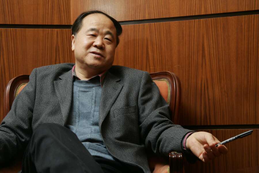 Chinese author and writer Mo Yan speaks during an interview in Shanghai, China