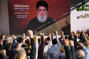 Supporters of the Iranian-backed Hezbollah group raise their fists and cheer as Hezbollah leader Sayyed Hassan Nasrallah appears via a video link, during a rally to commemorate Hezbollah fighters who were killed in South Lebanon last few weeks while fighting against the Israeli forces, in Beirut, Lebanon, Friday, Nov. 3, 2023. Nasrallah’s speech had been widely anticipated throughout the region as a sign of whether the Israel-Hamas conflict would spiral into a regional war. (AP Photo/Hussein Malla) 



Associated Press / LaPresse
Only italy and Spain