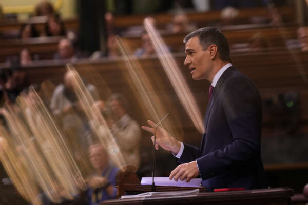 Spain’s acting Prime Minister Pedro Sanchez speaks during the investiture debate at the Spanish Parliament in Madrid, Spain, Wednesday, Nov. 15, 2023. Pedro Sanchez has defended his controversial amnesty deal for Catalonia’s separatists in parliament as part of a debate a day before the Socialist leader seeks the endorsement of the chamber to form a new government. (AP Photo/Manu Fernandez)




Associated Press/LaPresse
Only Italy And Spain