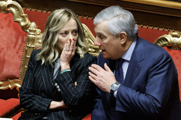 Foto Roberto Monaldo / LaPresse
13-12-2023 Roma 
Politica
Senato – Comunicazioni del Presidente del Consiglio Giorgia Meloni  in vista del Consiglio europeo del 14 e 15 dicembre
Nella foto Giorgia Meloni, Antonio Tajani

13-12-2023 Rome (Italy)
Politics
Senate – Communications from the Prime Minister Giorgia Meloni on the next European Council 
In the pic Giorgia Meloni, Antonio Tajani