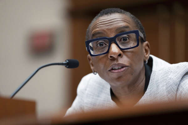 FILE – Harvard University President Claudine Gay speaks during a hearing of the House Committee on Education on Capitol Hill, Dec. 5, 2023, in Washington. Gay resigned Tuesday, Jan. 2, 2024, amid plagiarism accusations and criticism over testimony at a congressional hearing where she was unable to say unequivocally that calls on campus for the genocide of Jews would violate the school’s conduct policy. (AP Photo/Mark Schiefelbein, File)