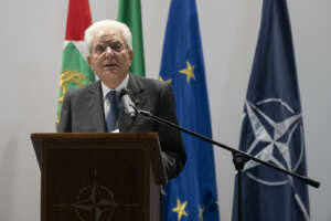 Foto Ufficio Stampa Quirinale/LaPresse17 Settembre 2021 – Napoli, ItaliaPoliticaIl Presidente della Repubblica Sergio Mattarella durante il suo indirizzo di saluto alla cerimonia di celebrazione del 70° anniversario della NATO in Italia.DISTRIBUTION FREE OF CHARGE – NOT FOR SALE