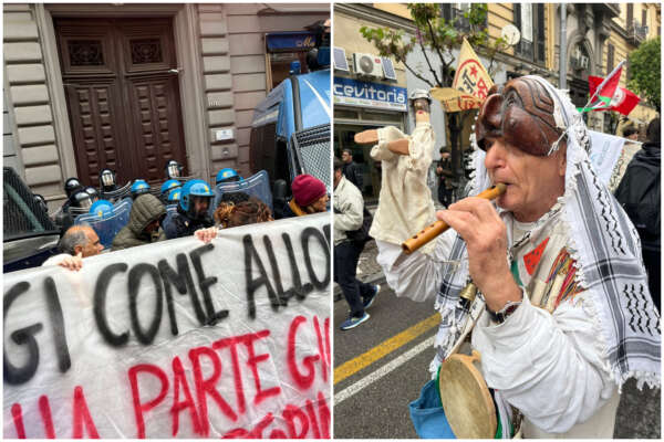 A Napoli il corteo self-service: da Assange a Pulcinella, si rivede il no global Caruso