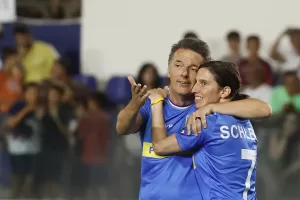 Matteo Renzi , Elly Schlein   alla Partita del Cuore allo Stadio Gran Sasso d’Italia  L’Aquila , Italia — Martedì 16 luglio 2024 – Cronaca – (foto di Cecilia Fabiano/LaPresse) 
Matteo Renzi , Elly Schlein   at  Heart Match at Gran Sasso of Italy Stadium  L’Aquila , Italy – Tuesday , July 16, 2024 – News – (photo by Cecilia Fabiano/LaPresse)