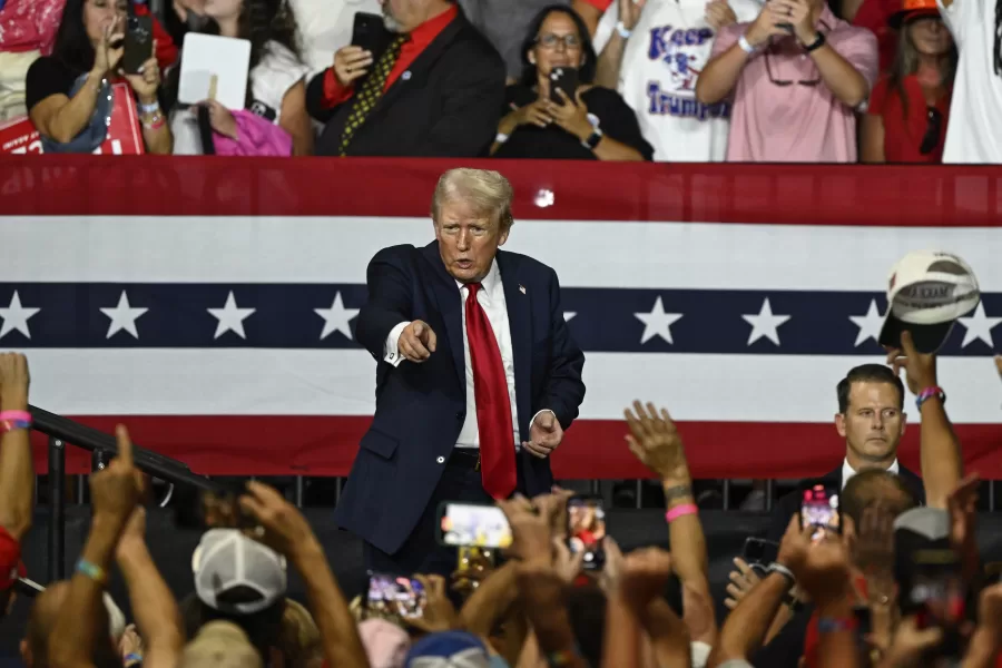 Republican presidential candidate former President Donald Trump attends a campaign rally in Charlotte, N.C., Wednesday, July 24, 2024. (AP Photo/Matt Kelley)