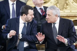 Foto Roberto Monaldo / LaPresse
22-10-2022 Roma (Italia) 
Politica
Quirinale – Giuramento del governo Meloni
Nella foto Matteo Salvini, Antonio Tajani 

22-10-2022 Rome (Italy)
Politics
Quirinale palace – Oath of the Meloni government
In the pic Matteo Salvini, Antonio Tajani